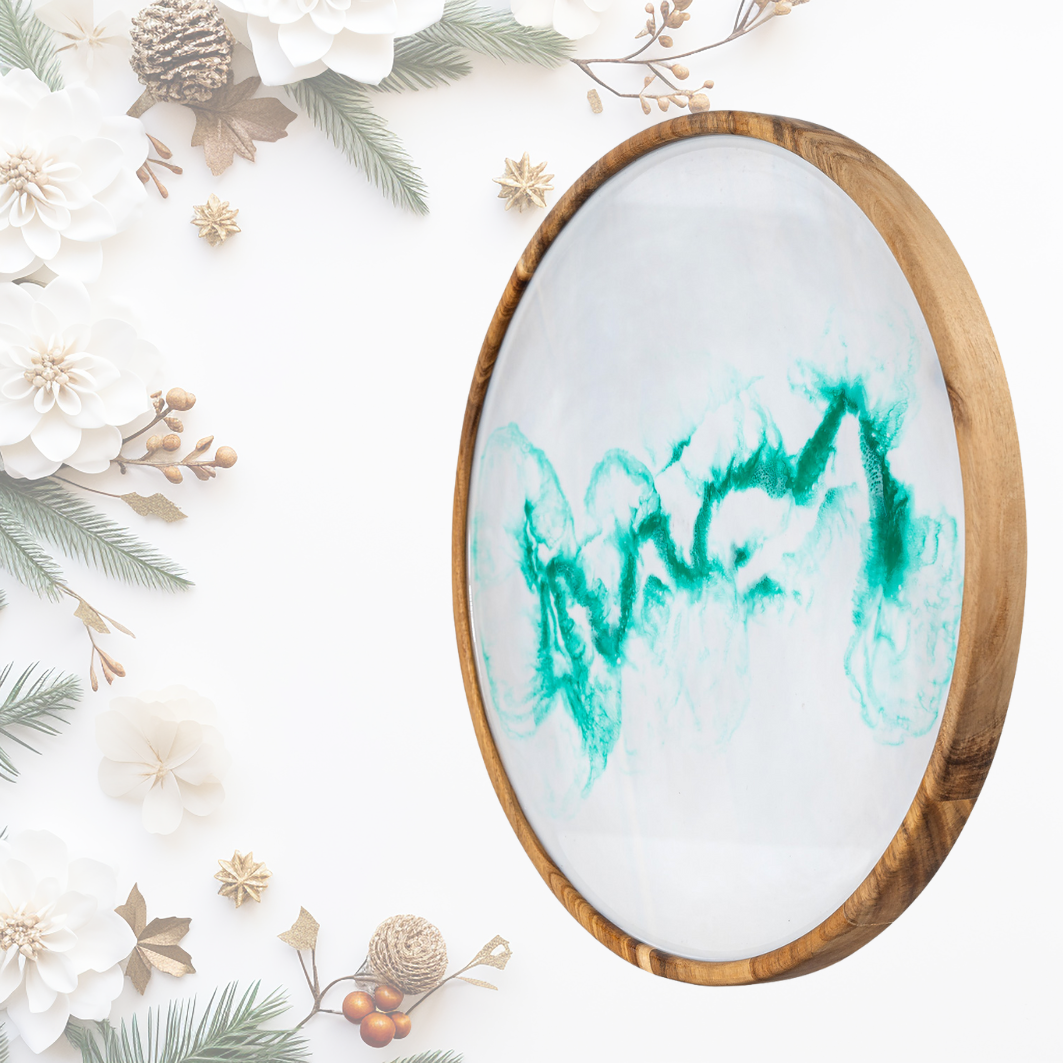 Round Decorative Tray | Handmade Serving Tray | WooDecor