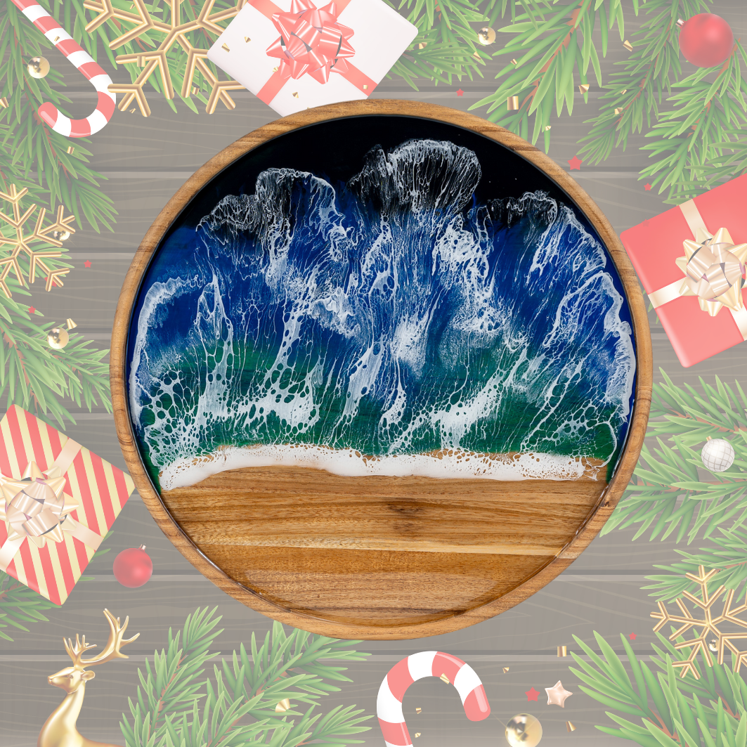 Round Wooden Tray | Wooden Serving Tray | WooDecor