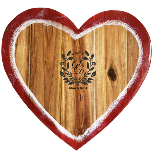 Heart Charcuterie Board | Resin Charcuterie Board | WooDecor