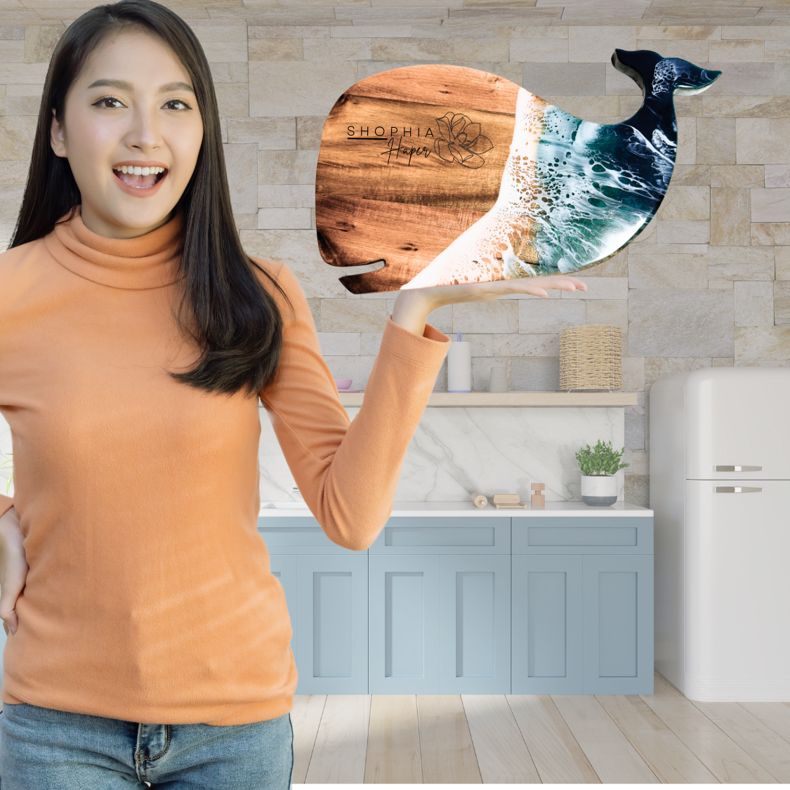 Whale Cutting Board | Wood Cutting Board | WooDecor
