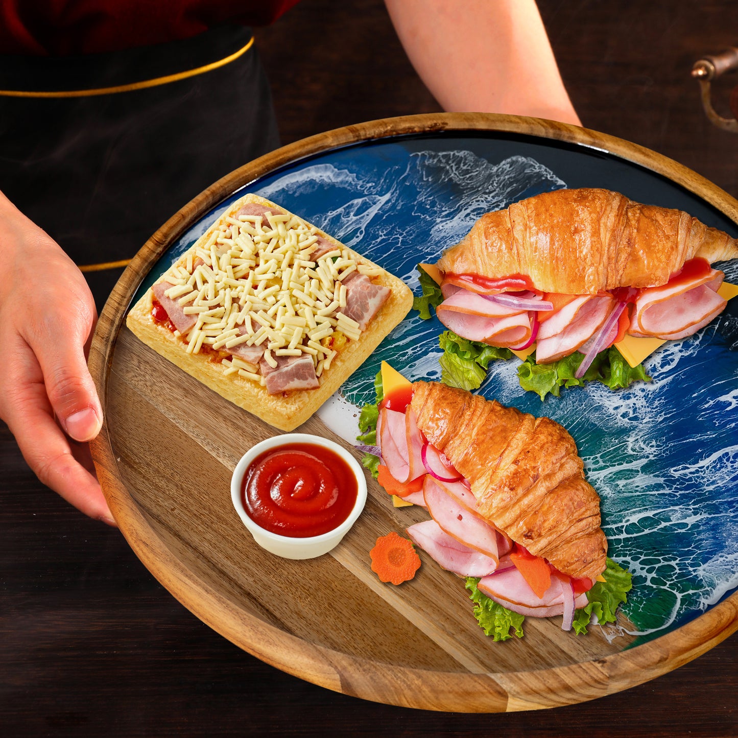 Round Wooden Tray | Wooden Serving Tray | WooDecor