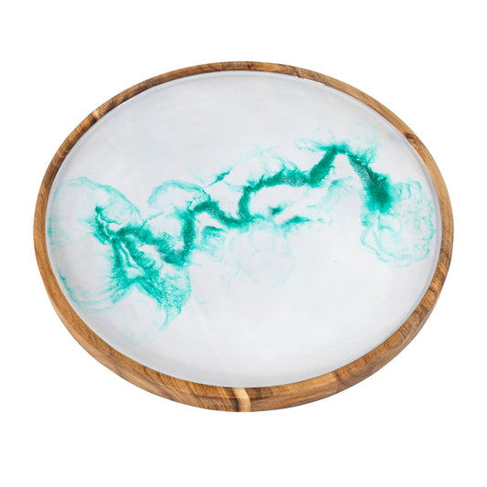 Round Decorative Tray | Handmade Serving Tray | WooDecor