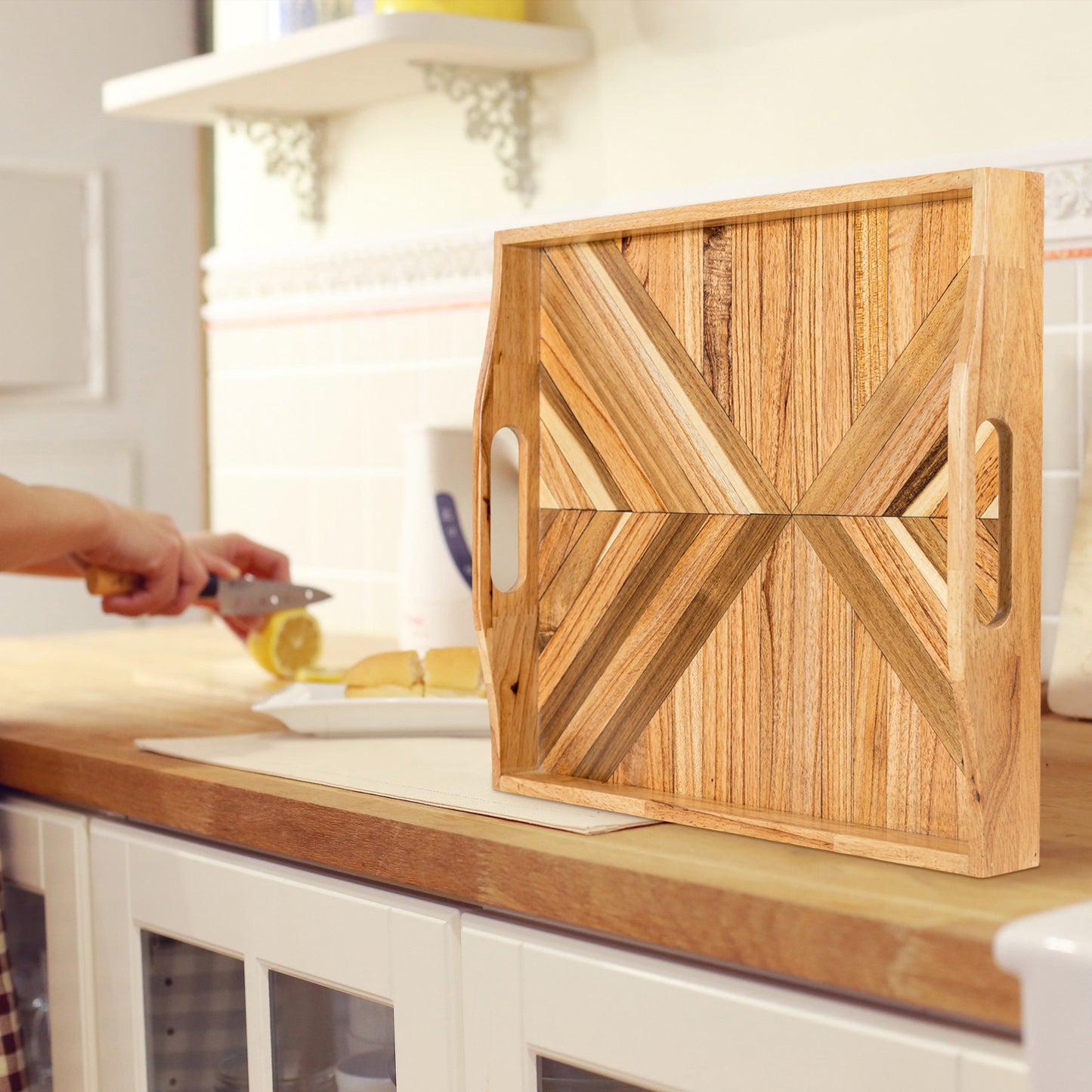 Rectangle Wooden Tray | Solid Wood Tray | WooDecor