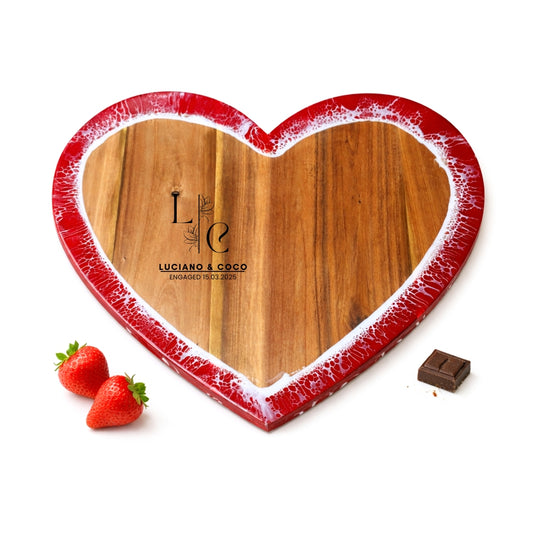 Heart Shaped Cheeseboard | Custom Engraving for Wedding, Engagement, Anniversary Gift for Couple | WDCTBH1