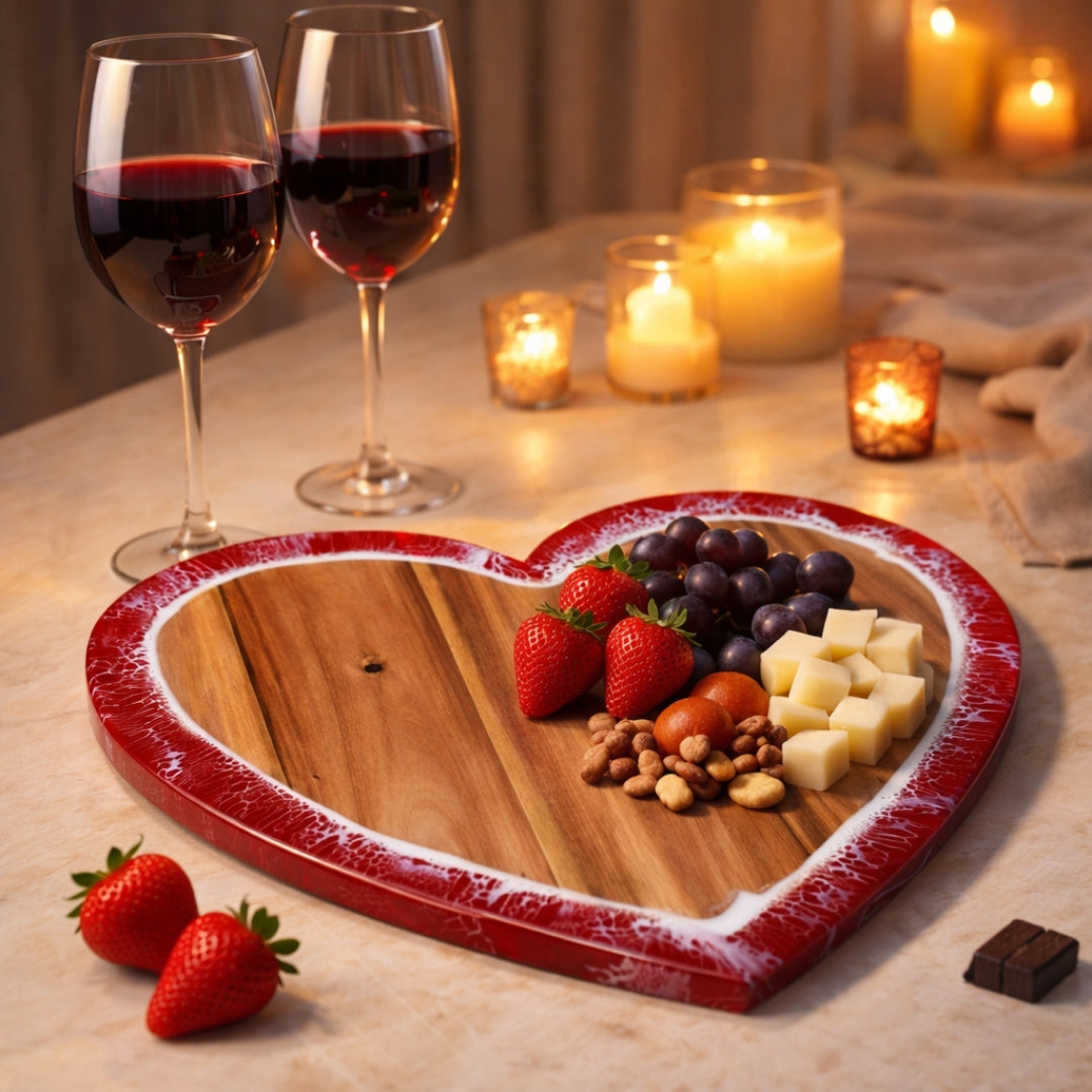 Heart Shaped Cheeseboard | Custom Engraving for Wedding, Engagement, Anniversary Gift for Couple | WDCTBH1
