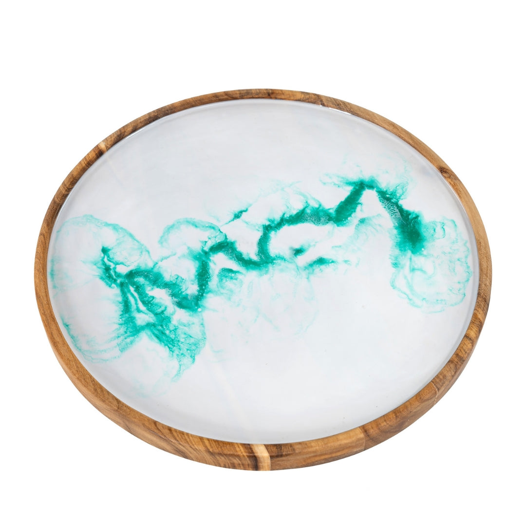 Handmade Wooden Decorative Tray with Epoxy Resin Coastal Art, Acacia Wood Serving Tray | Gift for Home Decor |  WDTRAY79