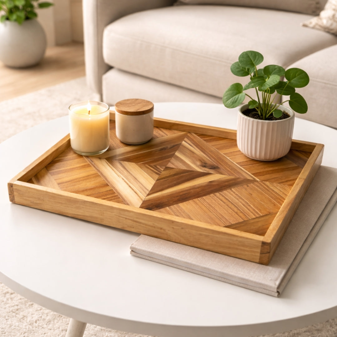 Wooden Serving Tray Artisan Glossy Epoxy Finish | Gift for Christmas Housewarming, Anniversary, Home Decor |  WDTRAY01