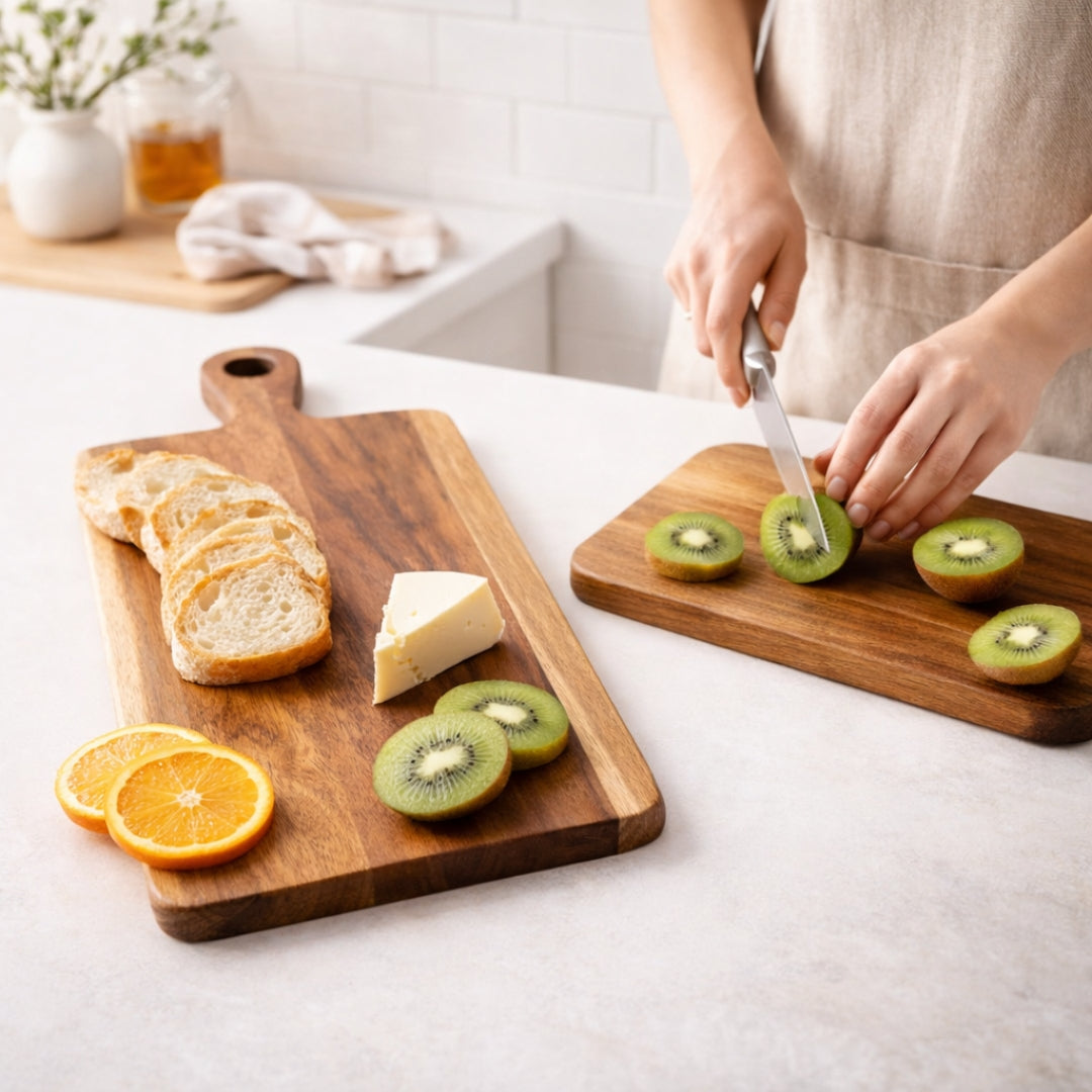 Acacia Wood Chopping Board with Handle – Rustic Serving Board | Personalized Gift | WDCTB03