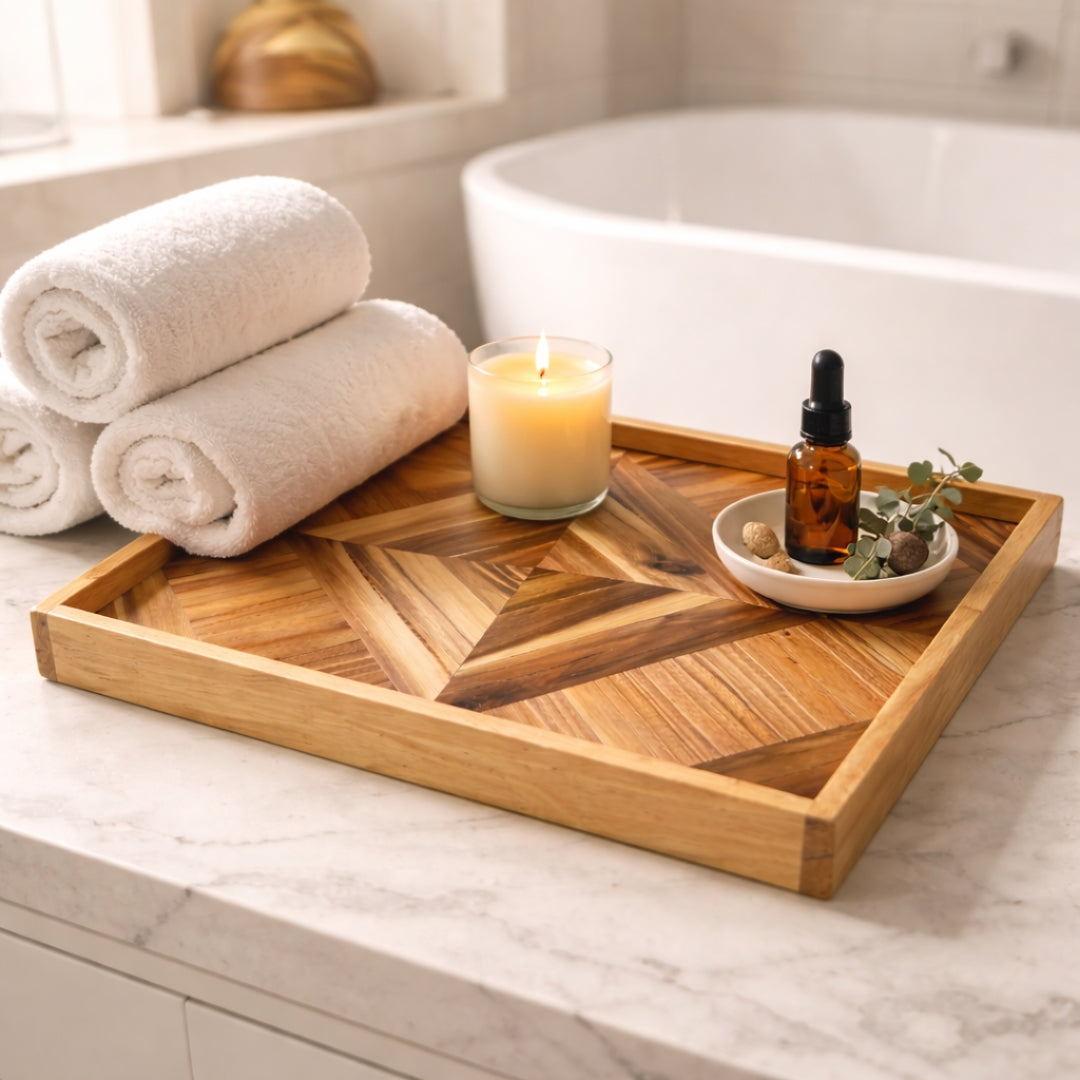 Wooden Serving Tray Artisan Glossy Epoxy Finish | Gift for Christmas Housewarming, Anniversary, Home Decor |  WDTRAY01