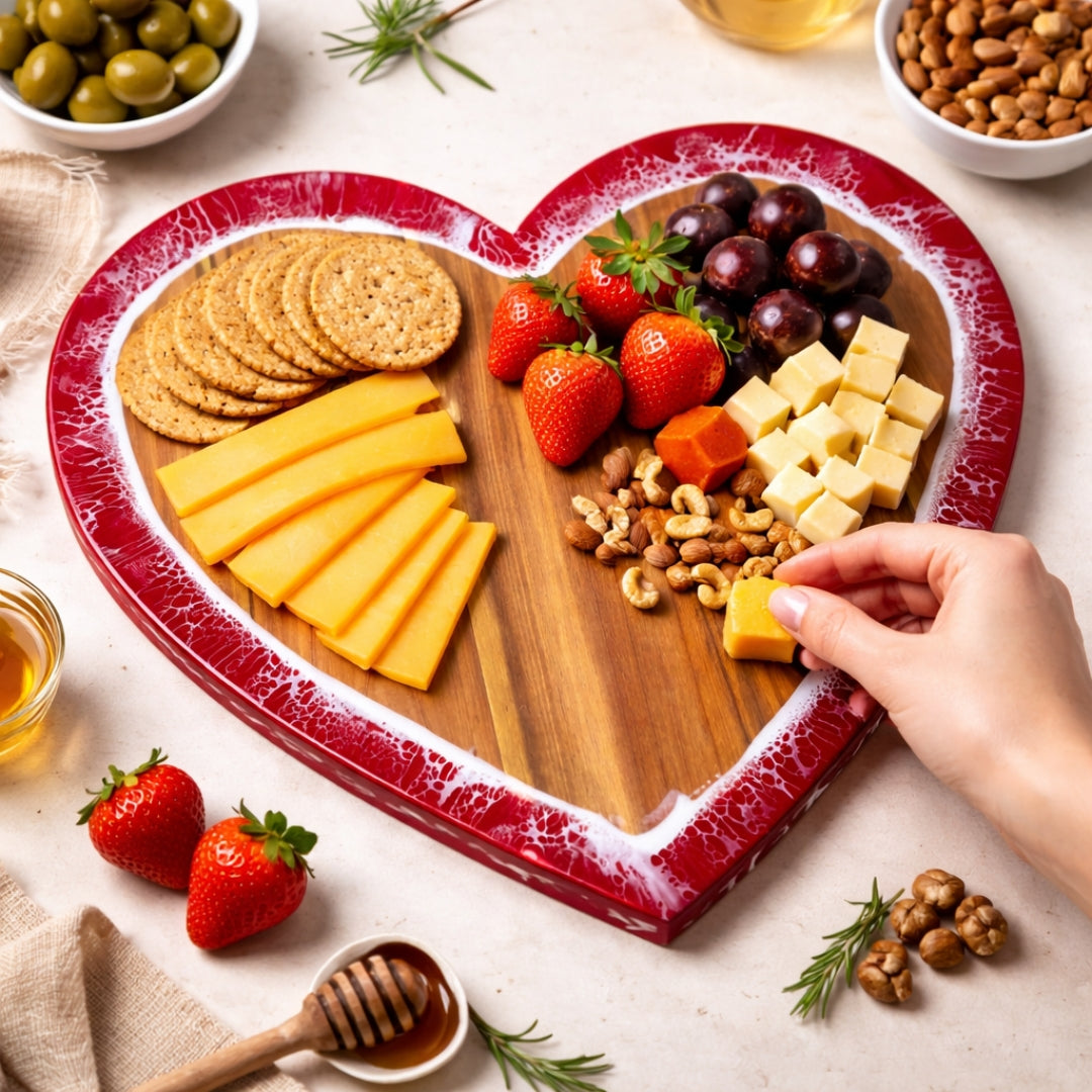 Heart Shaped Cheeseboard | Custom Engraving for Wedding, Engagement, Anniversary Gift for Couple | WDCTBH1