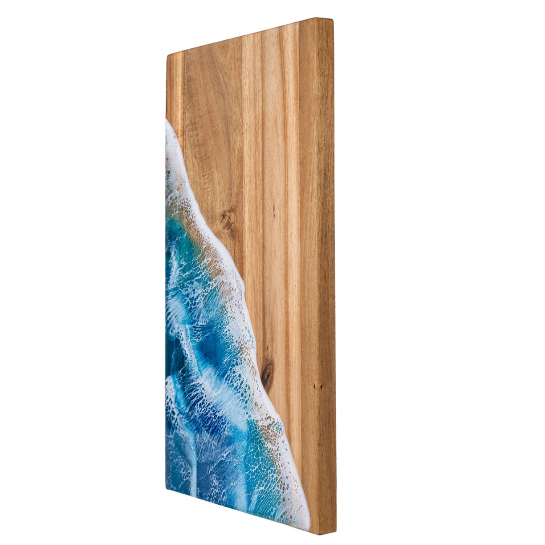 Ocean Resin Acacia Wood Chopping Board – Handmade Coastal Serving Board | Personalized Gift | WDCTB10F