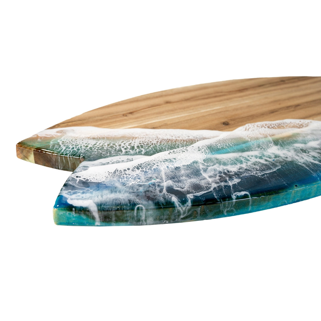 Shark Tail Acacia Wood Chopping Board – Ocean Resin Charcuterie Board | Personalized Gift | WDCTBF2