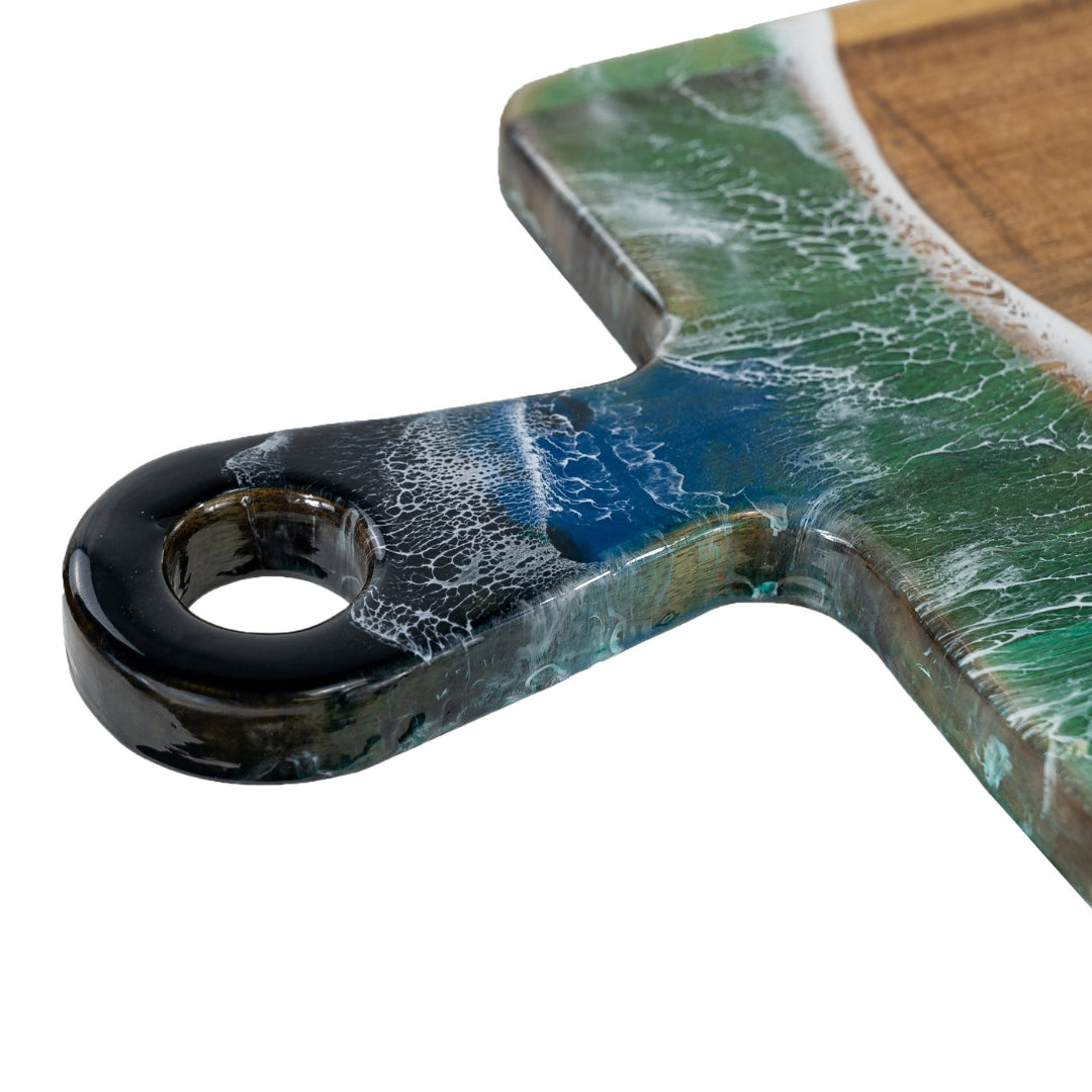 Ocean Resin Handle Chopping Board – Coastal Acacia Wood | Personalized Gift | WDCTB05