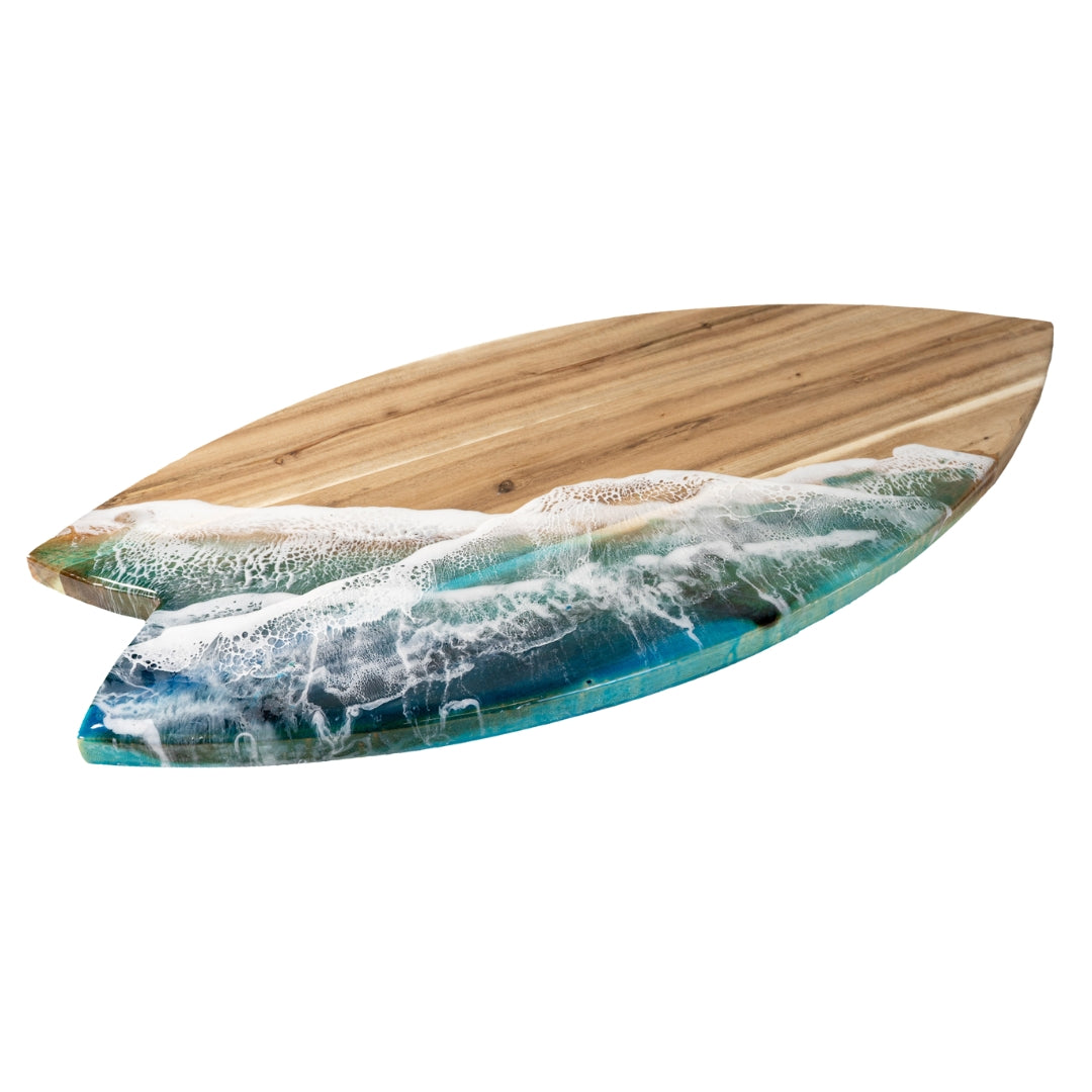 Shark Tail Acacia Wood Chopping Board – Ocean Resin Charcuterie Board | Personalized Gift | WDCTBF2