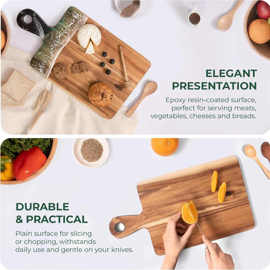 Ocean Resin Handle Chopping Board – Coastal Acacia Wood | Personalized Gift | WDCTB05