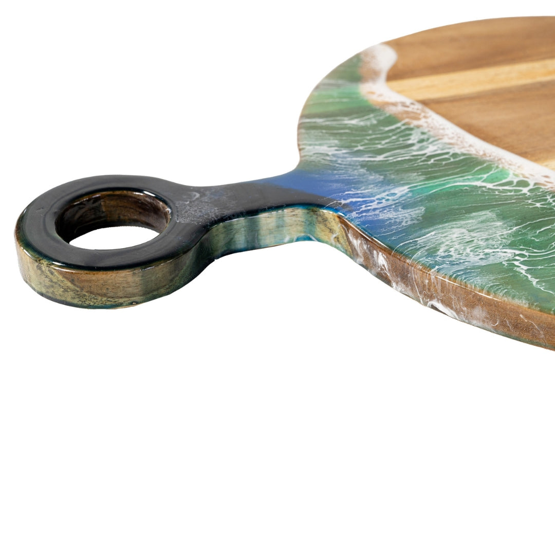 Ocean Wave Round Chopping Board – Handmade Acacia Wood | Personalized Gift | WDCTB10