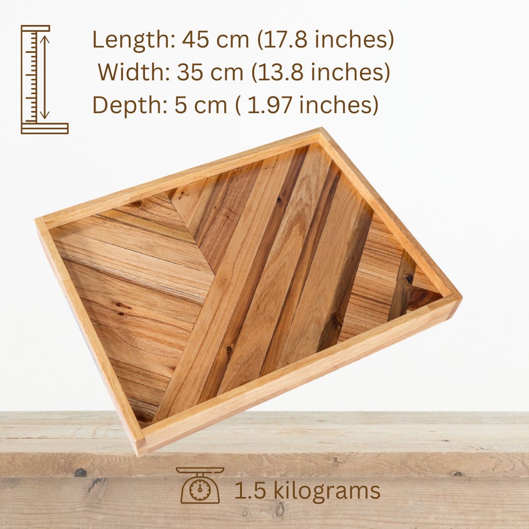 Wooden Serving Tray Stylish Handmade, Rustic Gift for Christmas and Family, Housewarming, Anniversary, Home Decor |  WDTRAY02
