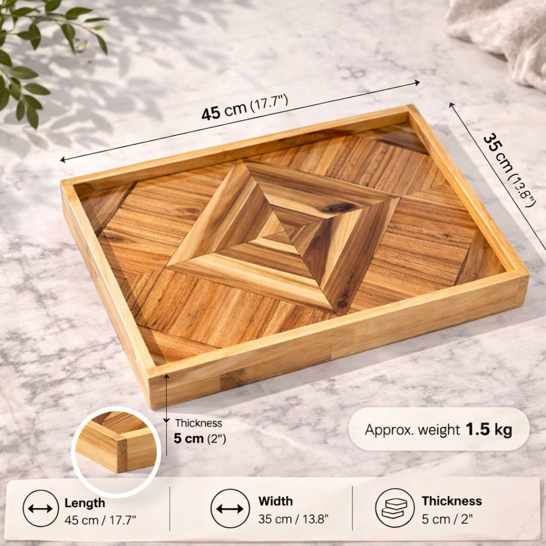Wooden Serving Tray Artisan Glossy Epoxy Finish | Gift for Christmas Housewarming, Anniversary, Home Decor |  WDTRAY01