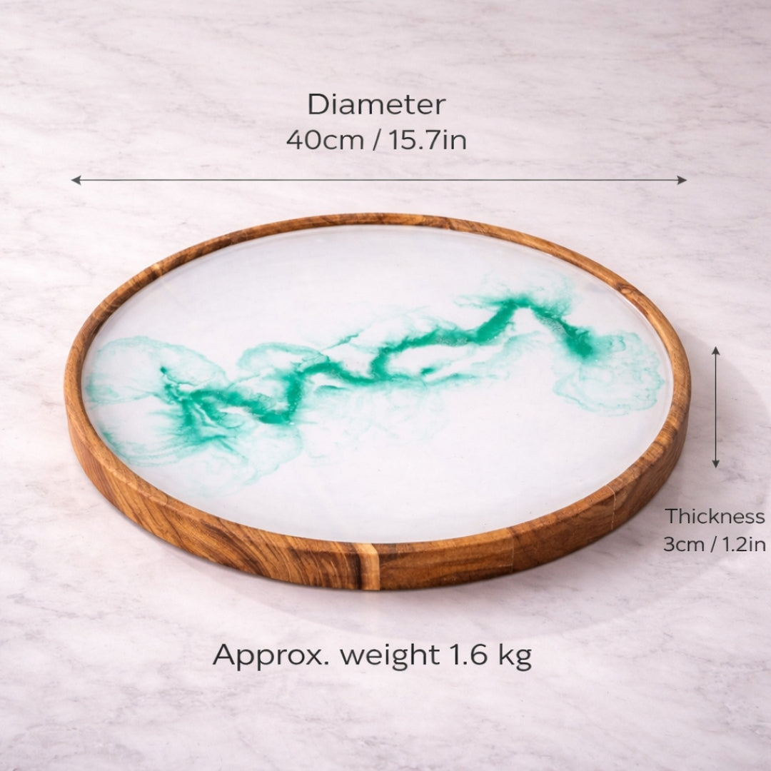 Handmade Wooden Decorative Tray with Epoxy Resin Coastal Art, Acacia Wood Serving Tray | Gift for Home Decor |  WDTRAY79