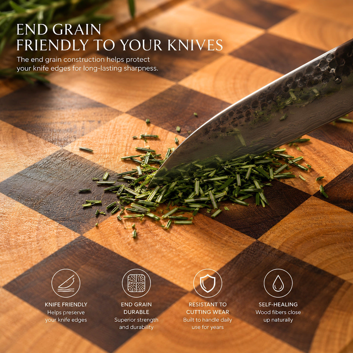 Checkerboard Acacia End Grain Board, 38x28x3 cm | WDA-CTB2617