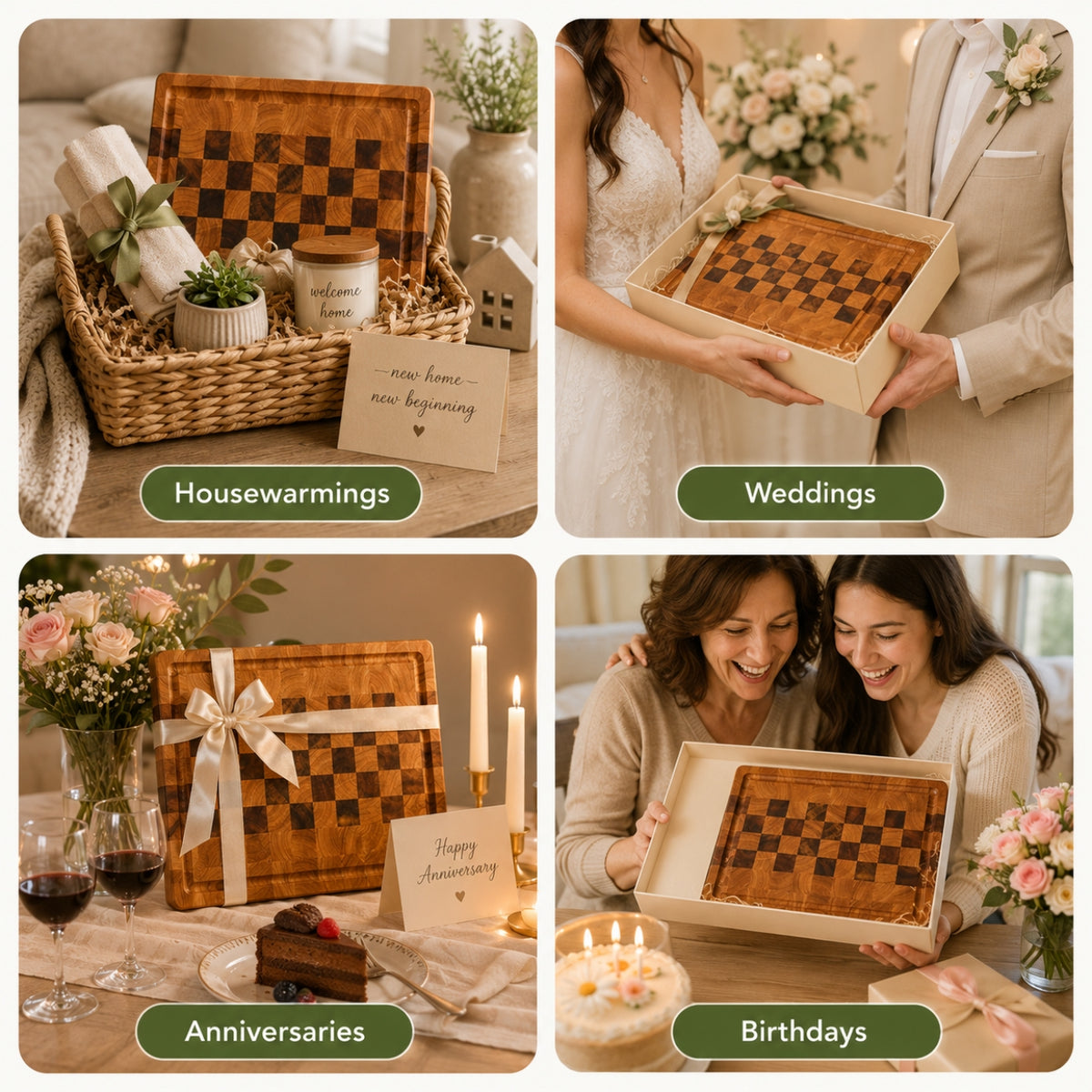 Checkerboard Acacia End Grain Board, 38x28x3 cm | WDA-CTB2617